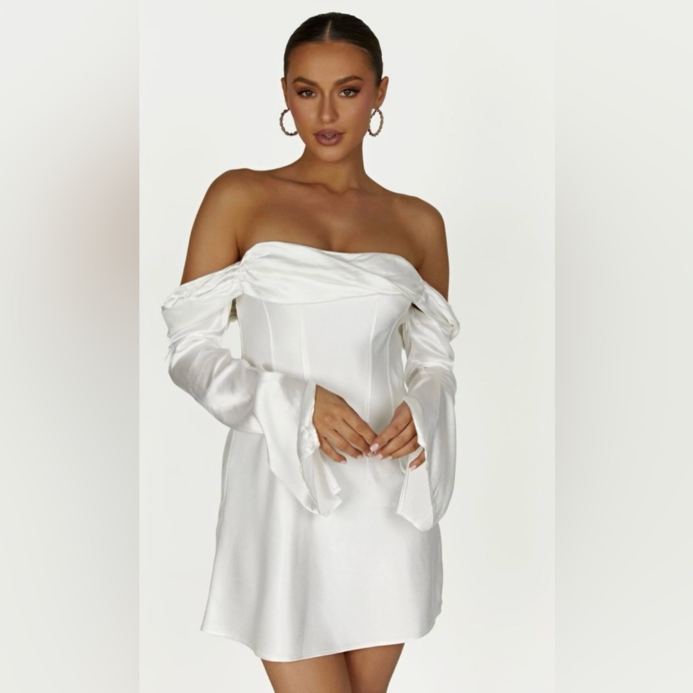 Meshki White Long Sleeve Dress